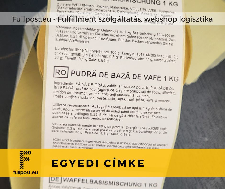 egyedi címke a fulfillment termékekhez
