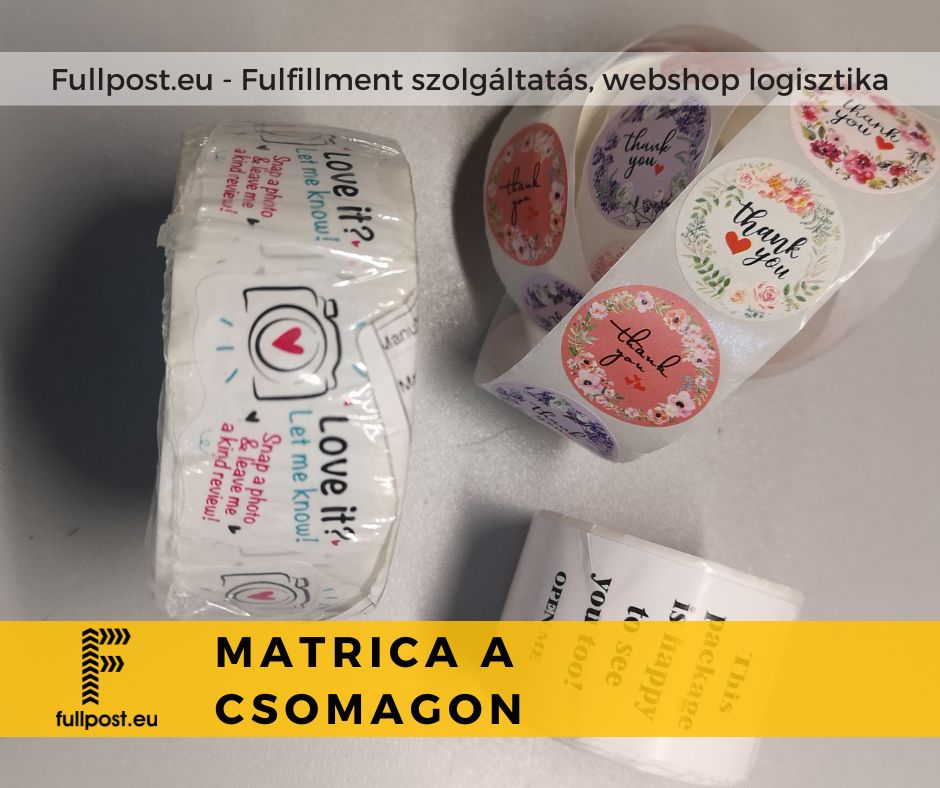 külső matrica a fulfillment csomagokra